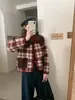 Cárdigan de Lana de Punto a Cuadros Retro con Solapa, Doble Cara, Estilo Coreano, Suelto y Versátil, Chaqueta Suéter para Mujer, Nuevo Otoño e Invierno 2025