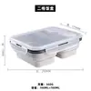 Amazon caja de almuerzo de silicona de grado alimenticio de dos compartimentos caja de conservación caja de almuerzo térmica caja de conservación portátil plegable para exteriores