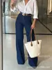 Calça jeans de cor sólida, reta, com elasticidade média, estilo de rua, versátil, da moda, retrô popular europeia e americana