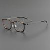 Marco de Gafas de Titanio Ultraligero Cuadrado Mismo Estilo 9711 de Linde Sin Tornillos Estilo Antiguo Literario Gafas para Miopía con Protección contra Luz Azul
