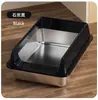 Valla Elevada, Caja de Arena para Gatos Totalmente de Acero Inoxidable, Extra Grande, Antisalpicaduras, Semicerrada, Baño para Gatos de Estilo Abierto, Antifugas