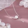 S925 Colar de Prata Esterlina Estilo Coreano Feminino Doce Fresco e Gentil Elegante Elegante Moda Mori Estilo Flor Clavícula Colar de Corrente