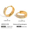 Brincos de Argola Elegantes de Aço Titânio com Strass, Brincos de Luxo Leve de Alta Qualidade, Joias Transfronteiriças de Aço Inoxidável, Atacado Não Desbota para Mulheres