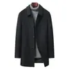 Abrigo de Lana con Solapa para Hombre de Invierno de Longitud Media Talla Grande Engrosado Cálido Cachemir Casual de Color Sólido para Hombre