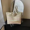Bolsa de Palha Tecida Feminina Transfronteiriça 2026, Bolsa Tote, Grande Capacidade, Adequada para Férias na Praia e Uso Casual, Bolsa de Ombro Único Tecida