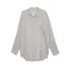 Camisa Wanwei Estilo Francês Respirável Proteção Solar para Mulheres 2026 Primavera Nova Listrada Texturizada Gola Lapela Manga Longa P5552