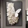 Pintura Decorativa de Entrada Borboleta Artística Pintura Decorativa de Luxo Leve Preto e Branco Entrada Simples Pintura de Suspensão de Alta Qualidade Mural de Corredor