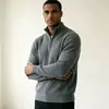 Suéter de punto versátil casual con media cremallera y cuello alto para hombre, de otoño e invierno, popular en Amazon para comercio exterior