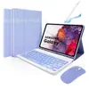 Adecuado para Samsung Taba9Plus Teclado Bluetooth Retroiluminado de Colores y Set de Ratón A11+ Ranura para Lápiz Funda de Cuero Funda S10Lite
