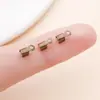 Clip de Hierro Pequeño de Superficie Lisa/Clip Grande con Alambre Enrollado Tachonado de Diamantes de Dos Puntos Clip Cuadrado Cierre de Extremo de Cordón de Cuero Accesorios para Joyería DIY