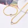 Collar de Acero Inoxidable con Forma de Corazón de Moda para Mujer con Diamantes Engastados a Mano, Set de Joyería de Moda Europeo y Americano