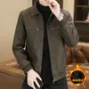 Chaqueta Gruesa de Cuero con Forro Polar para Hombre 2025 Nueva Marca de Tendencia Otoño e Invierno Chaqueta de Cuero Genial para Motociclista Abrigo de Cuero para Hombre Top