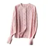 Nuevo Cárdigan de Punto Trenzado Otoño e Invierno Estilo Universitario Clásico Cuello Redondo Hilo Retorcido Cárdigan 100% Lana Merino Top Adelgazante Ropa de Abrigo