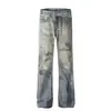 Yipinjia 2025 Nueva Marca de Tendencia Wasteland Americano Jeans Teñidos Sucios Pierna Recta Personalizados Cleanfit Pantalones Largos