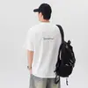 Camiseta de Manga Corta Transpirable Estilo Americano de Seda de Hielo para Hombre, Moderna de Verano con Cuello Redondo Holgada con Estampado de Letras de Media Manga