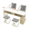 Novo Conjunto de Mesa e Cadeira para Unhas com Tomada Individual Dupla Três Pessoas Mesa de Unhas de Mármore Influenciador Digital Cadeira do Cliente Cadeira de Pão