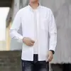 Camisa de manga comprida masculina primavera e outono, nova cor sólida, simples, elegante, camisa de lapela, solta, casual, jaqueta, top