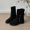 Botas da Moda Europeia e Americana Outono Novo Estilo Botas Femininas Meio da Panturrilha 2026 Estilo Francês Salto Grosso Bico Redondo Feminino