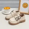 Zapatos de Cuero Estilo Universitario para Niñas de 6 a 12 Años, Mocasines Suaves de Suela para Primavera y Otoño, Zapatos Negros Escolares de Rendimiento para Niños