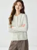 Suéter de Cachemira Cuello Redondo Hombro Raglán Cárdigan Ropa Exterior Cálida para Mujer Holgado Adelgazante Casual Temperamento Versátil Tejidos
