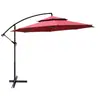 Guarda-sol de Pátio Redondo Cantilever 2,7M, Teto Duplo 8 Varetas com Base Cruzada e Manivela, 5 Cores para Piscina Praia Acampamento