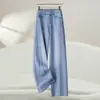 Diseño Strass Jeans Sueltos para Mujer Primavera y Verano Nueva Moda Casual Pantalones de Pierna Recta Cintura Alta Pantalones de Pierna Ancha