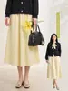 Falda de línea A, suelta y fluida, con cintura elástica, nueva colección de otoño, ropa para mujer talla grande, diseñada para cubrir las caderas y crear un efecto adelgazante, estilo 66322