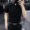 Camisa fina de manga corta para hombre, italiana de alta calidad, sin planchar, antiarrugas, para verano, corte slim, de seda helada, casual de negocios