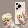 Funda magnética para teléfono de pato lindo adecuada para Huawei Pura90 con soporte, P80 Pro verde, 70 transparente, 60 ultra