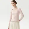 Nuevo suéter de punto de otoño con cuello chal estilo francés para mujer, corte ajustado, adelgazante, de alta gama, suéter interior de cachemira