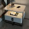 Mesita de noche inteligente, diseño pequeño de arte en hierro, minimalista y moderno, con un toque de lujo, con tapa de losa de roca y madera maciza, y carga inalámbrica, adecuada para el dormitorio