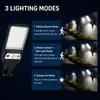 Novo modelo de poste de luz solar para exterior transfronteiriço com sensor de movimento, luz de jardim com controle remoto, luz de parede LED, poste de luz pequeno à prova d'água