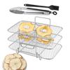 Suporte para Espetos de Aço Inoxidável 304 para Air Fryer Redondo de Camada Dupla Multifuncional para Churrasco Agulha de Churrasco Grelha de Resfriamento para Assar