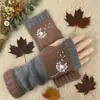 Guantes Personalizados para Otoño e Invierno, Guantes de Punto Cálidos y de Moda para Mujer, Moda Transfronteriza Guantes Bordados Patchwork Cálidos