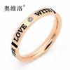 Oviello Moda Estilo Coreano Anel Único Cravejado com Diamantes Joia de Aço Ouro Rosa Amor Verdadeiro Pequeno Anel Feminino Amor Eterno