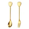 304 Cuchara y Tenedor de Manzana Creativos de Acero Inoxidable Tenedor de Postre para Pastel Mango Corto Cuchara de Café Cuchara de Miel Vajilla de Souvenir
