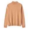 Suéter Elegante de Gola Média Alta com 48 Fios 100% Lã Pura para Mulheres, Novo Estilo de Outono, Camisola Fina de Tricô de Manga Longa para Inverno