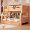 Litera multifuncional de madera maciza para niños, literas alta y baja, cama para padres e hijos, cama de dos niveles de madera para adultos