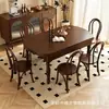 Mesa de comedor cuadrada-redonda de estilo medieval de doble uso con patas de madera tallada negras, plegable y extensible, para comedor del hogar, mesa de comedor para 6 personas