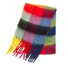 Novo Cachecol Ac-Style Outono e Inverno para Mulheres, Xale Grosso Xadrez Dupla Face com Padrão Colorido de Quatro Quadros