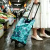 Carrito de compras portátil plegable, carrito pequeño con ruedas, bolsa de compras ecológica, remolque para el hogar, de un solo hombro, impermeable, ligero