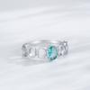 Anillo de Paraiba azul y verde exquisito de plata esterlina S925 de moda con nicho y diseño ovalado hueco exquisito