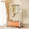 Perchero de pie para comercio exterior, perchero vertical simple para dormitorio del hogar, entrada de puerta, almacenamiento integrado con ruedas, almacenamiento