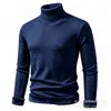 Suéter de cuello alto con forro de polar para hombre, tejido de punto polar engrosado de una pieza para invierno, jersey base cálido ajustado estilo coreano para hombre