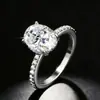 Anillo de Plata S925 Oval de 3 Quilates Huevo de Paloma Luz Lujo Moda Alta Gama Anillo de Boda Anillo de Moissanita para Mujeres