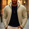 Chamarra de punto con cierre para hombre de marca independiente, suéter pesado de color liso, sudadera con capucha, moda masculina moderna, estilo europeo y americano transfronterizo