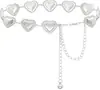 Cadena de cintura bohemia vintage de metal plateado con forma de corazón para mujer, accesorio de cinturón de nicho de alta gama con estilo étnico para combinar con faldas
