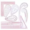 Conjunto de Réguas para Modelagem, Régua de Roupa, Régua de Corte, Régua de Manga, Conjunto de Réguas para Moldes Curvos, Rodinha Marcadora, Combinação de Réguas de PVC