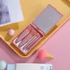 Caja de 5 Espejos Mini Multifuncional Portátil Brocha de Maquillaje Brocha para Polvo Suelto con Espejo Caja de Viaje Brocha de Maquillaje