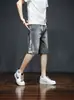 Pantalones Cortos de Verano Finos de Mezclilla para Hombre, Pantalones de Cinco Puntos Bordados Sueltos, Ropa de Trabajo de Marca Moderna, Pantalones Cortos Versátiles Casuales de Longitud Media